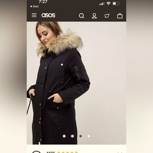 Asos Maternity Parka with Removable Fur Lining Size 10